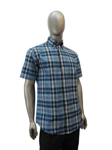 Men's | Viyella | 552310 | Madras Short Sleeve Sport Shirt | Navy