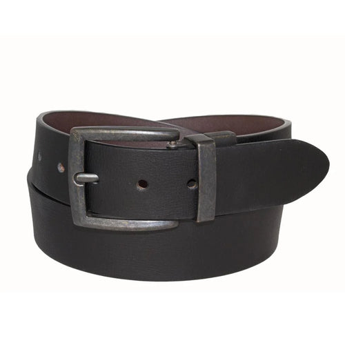 SilverJeans | S307 | 40MM Silver Harness Belt | Black/DK Brown